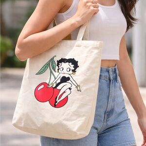Betty Boop Cream Tote Bag with Cartoon Print NWT